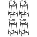 Ver imagem 1 de Kit 4 Banquetas Média Allegra 66cm Design Cozinha/bancada - Preto