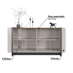 Buffet Copacabana com 4 Portas - Off White/Nogueira - 3 Buffet Copacabana com 4 Portas - Off White/Nogueira - 3