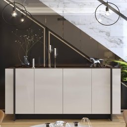 Buffet Copacabana com 4 Portas - Off White/Nogueira - 1 Buffet Copacabana com 4 Portas - Off White/Nogueira - 1