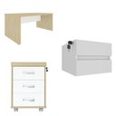 Ver imagem 2 de Mesa para Escritório Diretor 160cm em Tamburato com Gaveteiro Suspenso e Gaveteiro Organizador