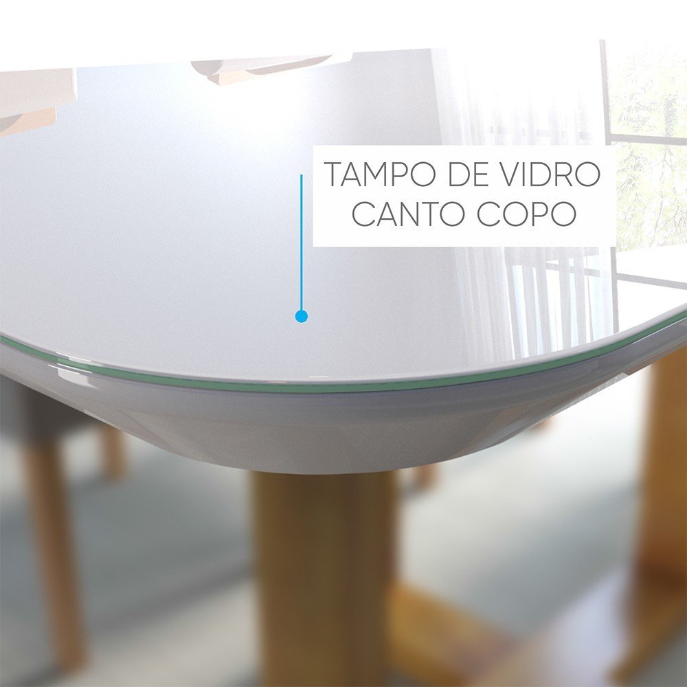 Mesa de Jantar Redonda Natalle com Tampo de Vidro 120cm - 3