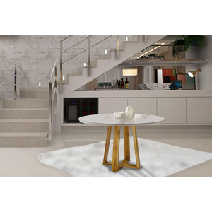 Mesa de Jantar Redonda Natalle com Tampo de Vidro 120cm