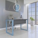 Ver imagem 1 de Mesa Madeira M150/60P25TUB 150cm Industrial Grafito e Azul Dali Cinza