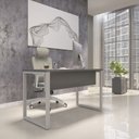Ver imagem 1 de Mesa Madeira M150/60P25TUB 150cm Industrial Grafito e Branco Cinza