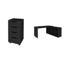 Ver imagem 2 de Conjunto 2 Peças com Escrivaninha em L e Gaveteiro Bit Organizador com Chave 4 Gavetas 8 Nichos 135C 100% MDF