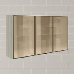 Armario Aereo 3 Portas Vidro Mdf 120 Cm Kali 1219763 Bianco Toq Nicioli - 2