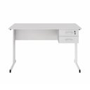 Ver imagem 2 de Mesa Escrivaninha Pés Metal 120cm x 60cm com Gaveteiro Suspenso 2 Gavetas F5 Office Cor:Cinza