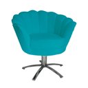 Ver imagem 1 de Poltrona Decorativa Pétala Base Giratória Metal Suede Azul Tifany Mz Decor