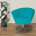 Ver imagem 4 de Poltrona Decorativa Pétala Base Giratória Metal Suede Azul Tifany Mz Decor