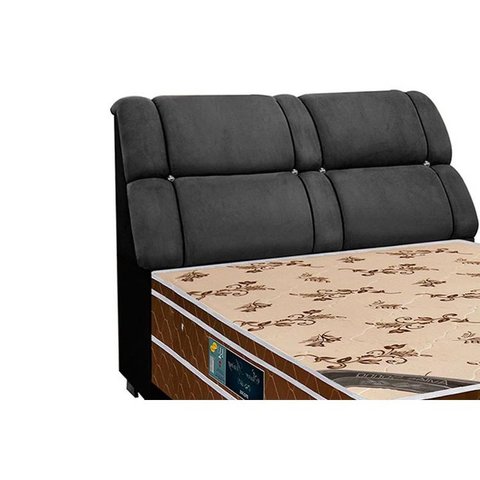 Cabeceira Cama Box Estofada Queen Queen Imperador Suede Cinza/Preto - Simbal