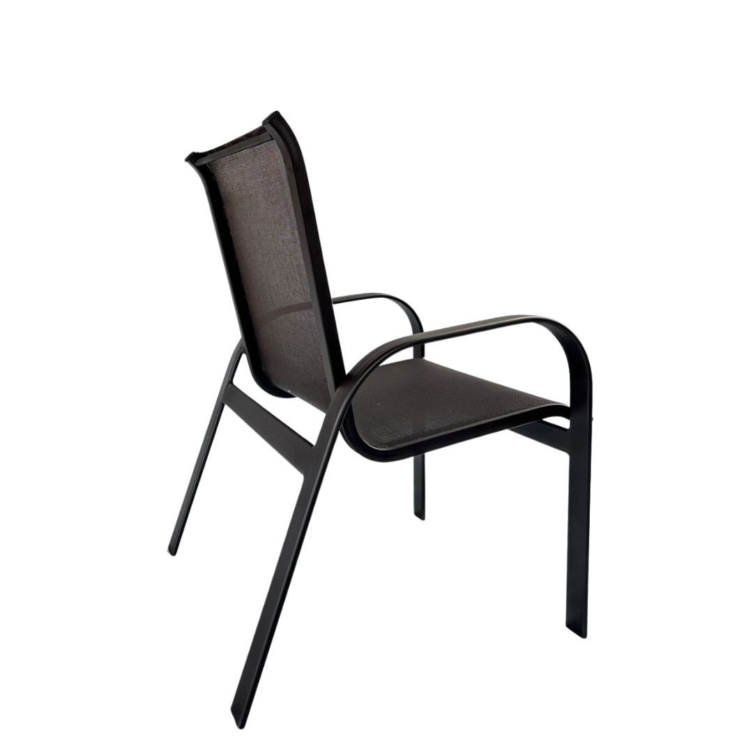 Conjunto Mesa 90cm 4 Cadeiras Tela Sling Premium para Piscina em Aluminio Marrom - 5
