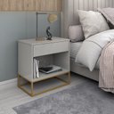 Ver imagem 3 de Jogo de Cabeceira 2 Criados Malta 45cm Off White Pés de Ferro Dourado