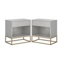 Ver imagem 1 de Jogo de Cabeceira 2 Criados Malta 45cm Off White Pés de Ferro Dourado