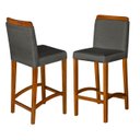 Ver imagem 2 de Conjunto Banquetas com Puxador Dubai Pés em Madeira Maciça Sacada Hall com Bistro Moderno Cor Cinza