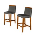 Ver imagem 4 de Conjunto Banquetas com Puxador Dubai Pés em Madeira Maciça Sacada Hall com Bistro Moderno Cor Cinza