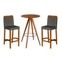 Ver imagem 1 de Conjunto Banquetas com Puxador Dubai Pés em Madeira Maciça Sacada Hall com Bistro Moderno Cor Cinza