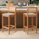 Ver imagem 7 de Banqueta Alta Brunella 99cm com Encosto Telinha Estilo Palha Linho Cru - Abmaza