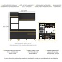 Ver imagem 4 de Armário de Cozinha Compacta 182cm Veneza Multimóveis V3694 Preto/Dourado