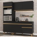 Ver imagem 3 de Armário de Cozinha Compacta 182cm Veneza Multimóveis V3694 Preto/Dourado