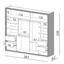 Ver imagem 4 de Guarda Roupa Casal 267cm 2 Portas de Correr 100% MDF TW603 Freijó/Off White - Dalla Costa
