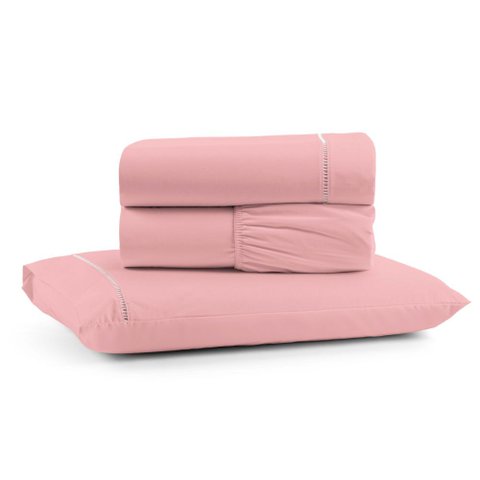 Jogo de Lençol Solteiro Mirante 100% Algodão 3 Peças Salmão Casa Show Enxovais