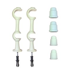 Kit 2 Suporte Varão Duplo Cortina C/ Ponteira 19-28mm Branco - 1 Kit 2 Suporte Varão Duplo Cortina C/ Ponteira 19-28mm Branco - 1