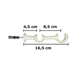 Kit 2 Suporte Varão Duplo Cortina C/ Ponteira 19-28mm Branco - 2 Kit 2 Suporte Varão Duplo Cortina C/ Ponteira 19-28mm Branco - 2