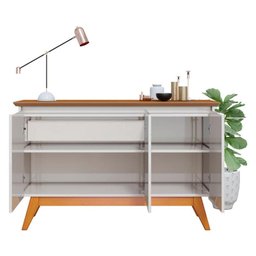 Aparador para Sala Buffet Ambiente Classic 3 Portas com Gaveta Off White Freijó - Imcal - 4