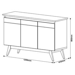 Aparador para Sala Buffet Ambiente Classic 3 Portas com Gaveta Off White Freijó - Imcal - 2