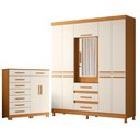 Ver imagem 1 de Guarda Roupa Casal New Fusion 10 Portas e Cômoda Verona Cinamomo Off White - Móveis Albatroz