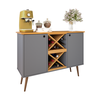 Aparador Buffet Elegance Adega 2 Portas Pés Retrô - Cinza com Cinamomo - 3