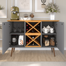 Aparador Buffet Elegance Adega 2 Portas Pés Retrô - Cinza com Cinamomo - 2
