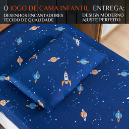 Jogo Lençol Infantil Solteiro Bouti 2 Peças 200 Fios Estampado Toque Seda:galaxia - 2