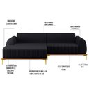 Ver imagem 3 de Sofá 265cm 4 Lugares com Chaise Esquerdo Pés Gold Molino D-465 Linho Chumbo - Domi