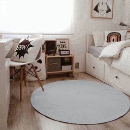 Tapete Boho Redondo Ø140cm Cinza Claro - Antiderrapante - 1