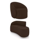 Ver imagem 1 de Sofá 2 Lugares Orgânico 140cm Morgan e Poltrona Lua Suede Marrom D03 - D’Rossi