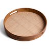 Bandeja Redonda de Bambu 35cm com Alça Palha Xadrez Multiuso - Oikos - 1