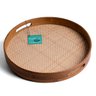 Bandeja Redonda de Bambu 35cm com Alça Palha Xadrez Multiuso - Oikos - 2