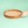 Bandeja Redonda de Bambu 35cm com Alça Palha Xadrez Multiuso - Oikos - 4