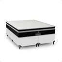 Ver imagem 7 de Cama Box Casal Bipartido + Colchão Paris Molas Preto Couro Branco/preto