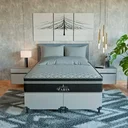 Ver imagem 2 de Cama Box Casal Bipartido + Colchão Paris Molas Preto Couro Branco/preto