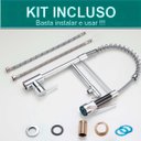 Ver imagem 3 de Torneira para Cozinha Gourmet Luxo Aço Inox Dupla de Mesa com Monocomando Misturador Articulado
