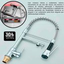 Ver imagem 4 de Torneira para Cozinha Gourmet Luxo Aço Inox Dupla de Mesa com Monocomando Misturador Articulado