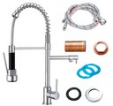 Ver imagem 2 de Torneira para Cozinha Gourmet Luxo Aço Inox Dupla de Mesa com Monocomando Misturador Articulado