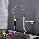 Ver imagem 1 de Torneira para Cozinha Gourmet Luxo Aço Inox Dupla de Mesa com Monocomando Misturador Articulado