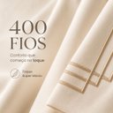 Ver imagem 3 de Conjunto Cama Casal King Size Alícia 04 Pç Bordado 400 Fios:Palha