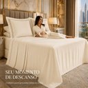 Ver imagem 5 de Conjunto Cama Casal King Size Alícia 04 Pç Bordado 400 Fios:Palha