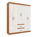 Ver imagem 2 de Guarda-roupa Solteiro Texas 6 Portas 2 Gavetas Off White/nogueira - Doripel