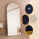 Ver mais imagens de Espelho Grande Oval com Base Reta Marrom Corpo Inteiro 150x60 Cm com Suporte de Chão