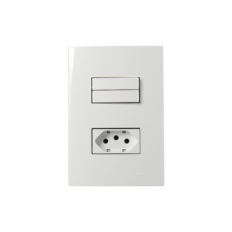 Interruptor Duplo Simples 10a e Tomada 2p+t 10a Margirius Sleek com Placa 4x2 Branco